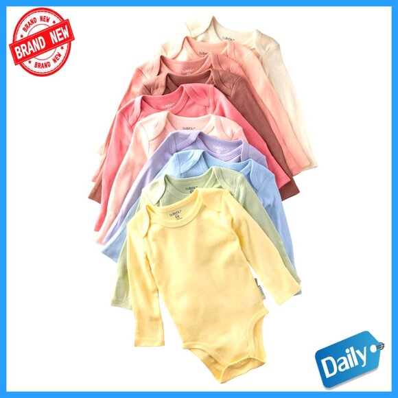 10-Pack Organic Cotton Long Sleeve Bodysuits for Babies Newborn to 24 Months